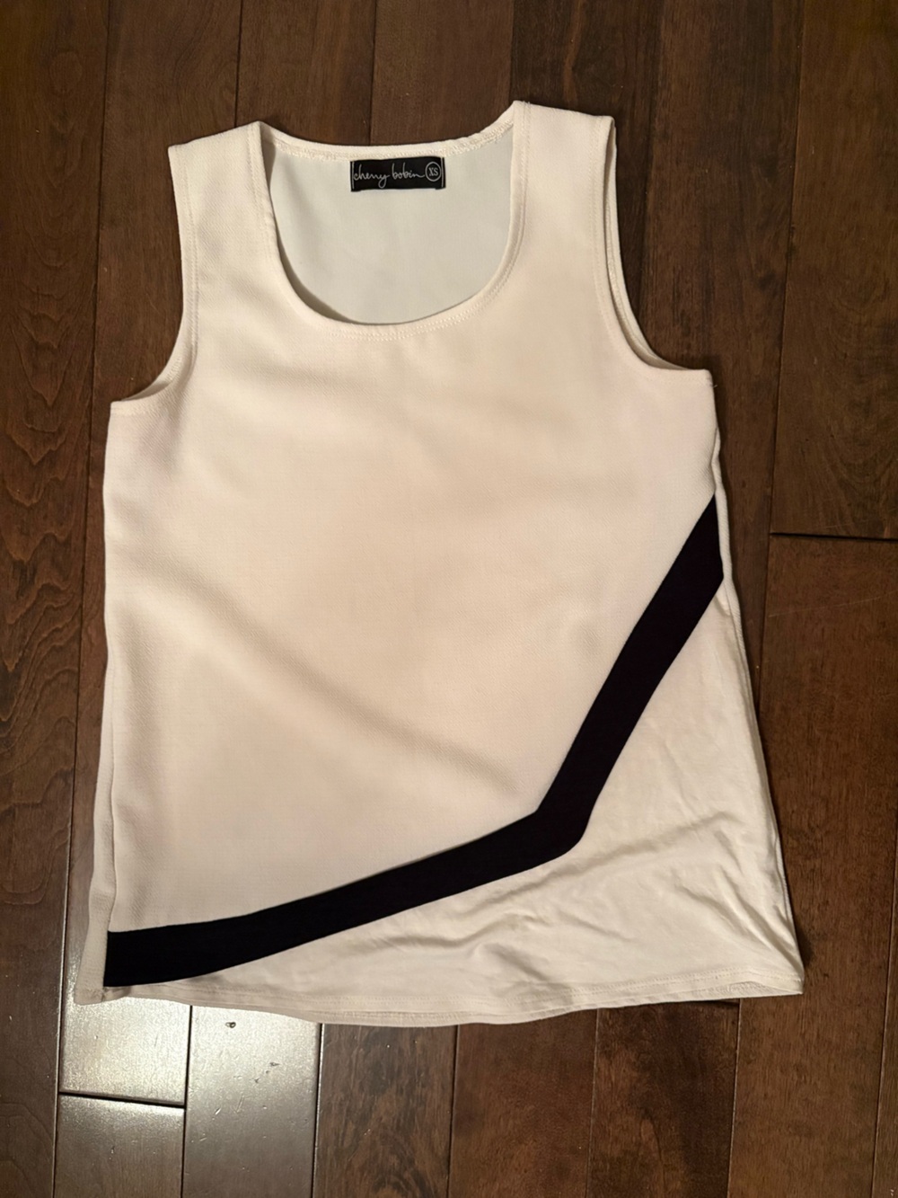 Cherry Bobin Asymmetric Layered Tank Top | Off-White & Black | XS